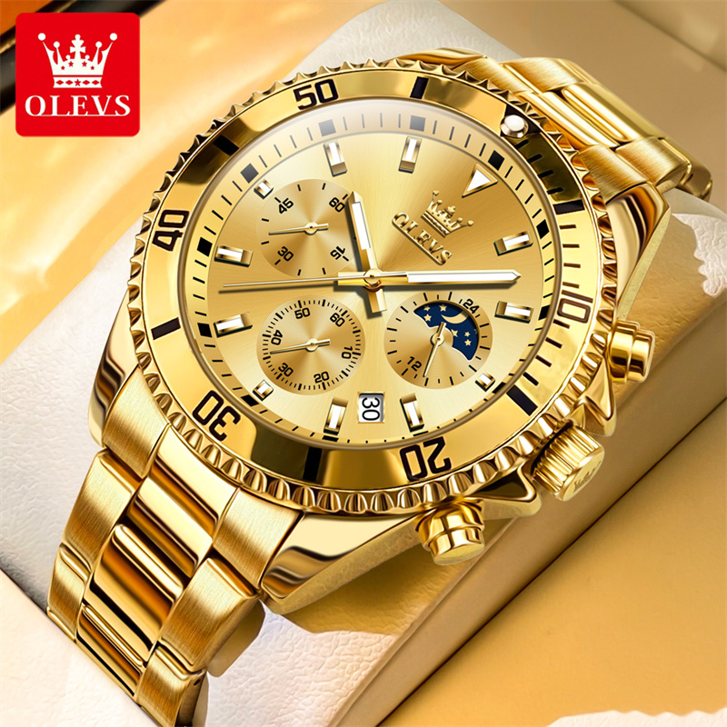 Luxury Watch Maker - OLEVS jam tangan kuarsa emas pria,