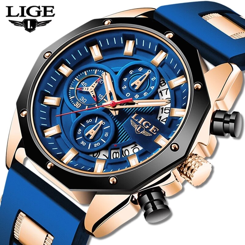 Luxury Watch Maker - LIGE jam tangan kronograf pria, arloji