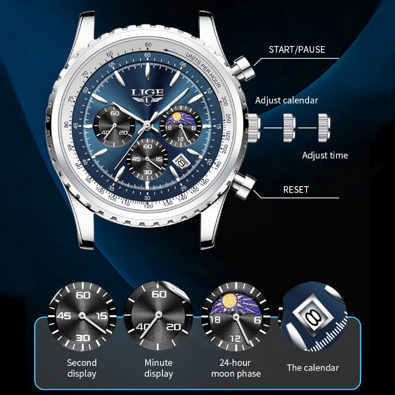 LIGE jam tangan Quartz pria, a - Luxury Watch Maker ulasan dan harga